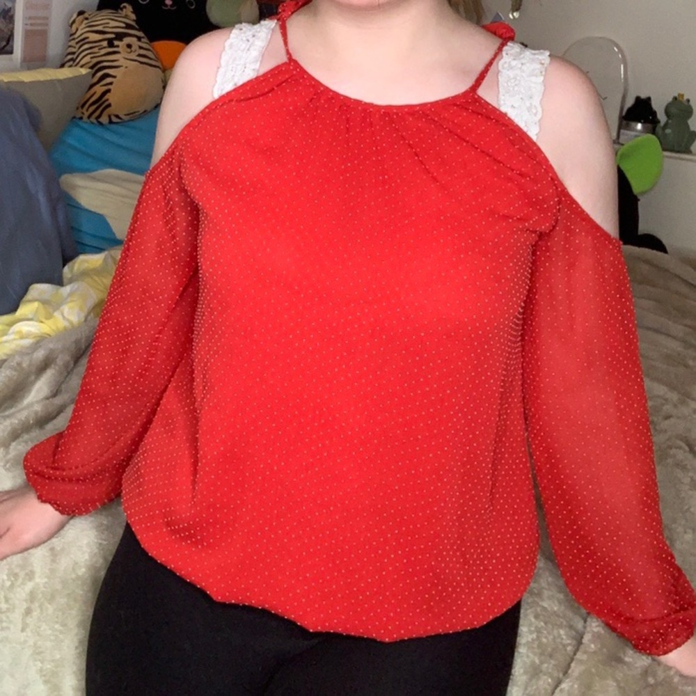 Polka dot red blouse
